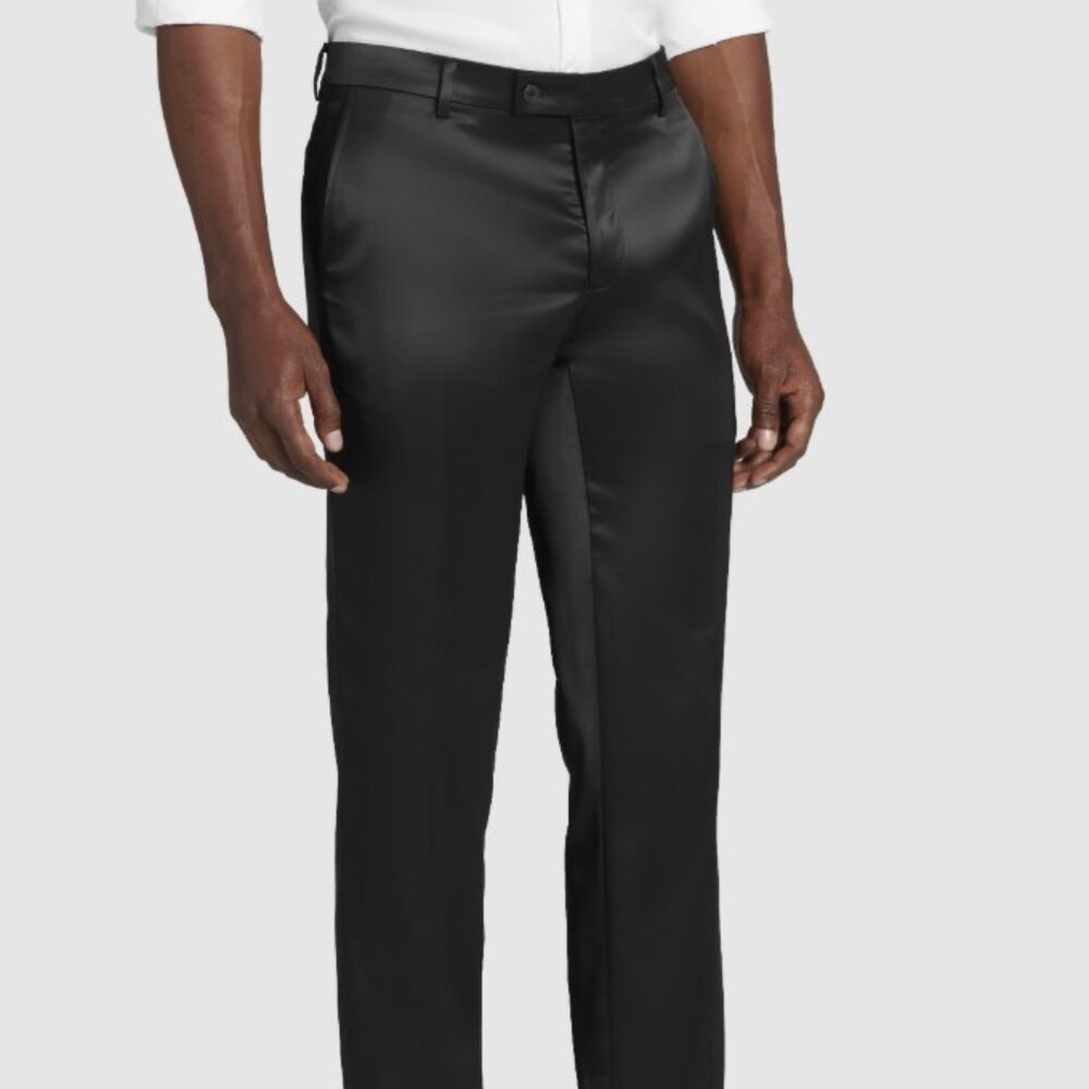 NEW - FULL SUIT - 42R Jacket 34 x 32 Pants Egara BLACK Shiny Suit Skinny Fit - Picture 6 of 7